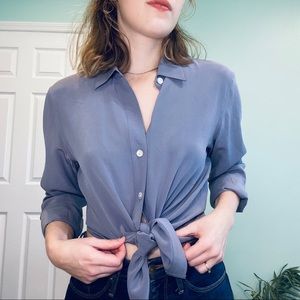 Purple, 100% silk, button down blouse